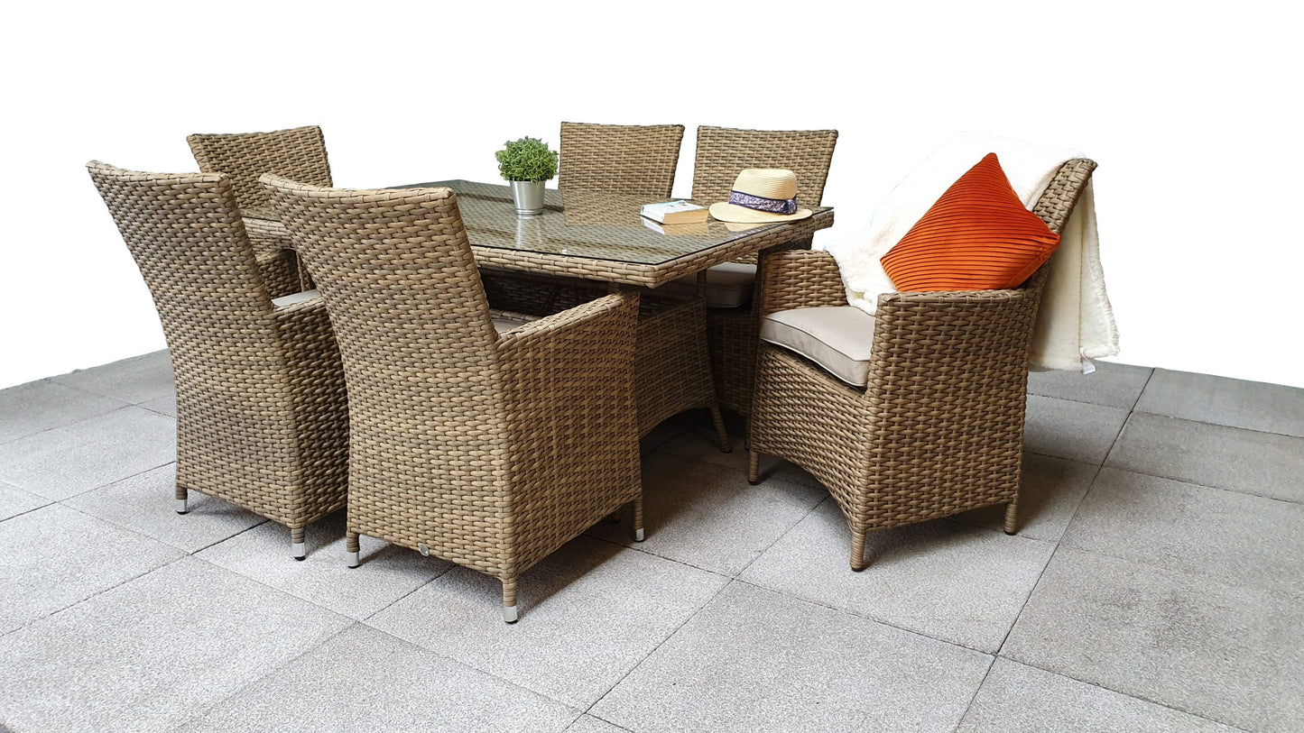Rattan Large Dining Table + 6 High Back Chairs | Darcey | Darc0222_Darc0256