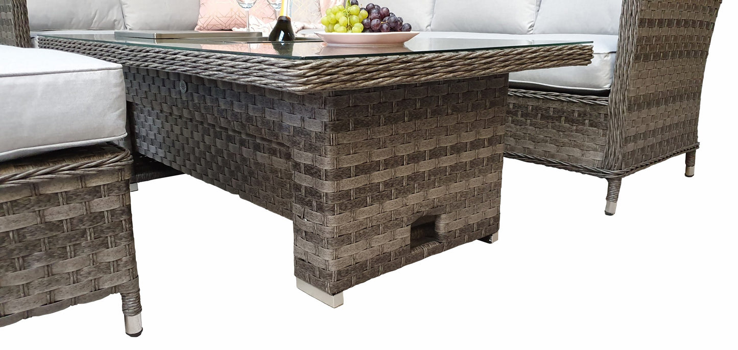 Rattan Corner Dining sofa with Lift Table and Ice Bucket | Edwina | Edwi0316