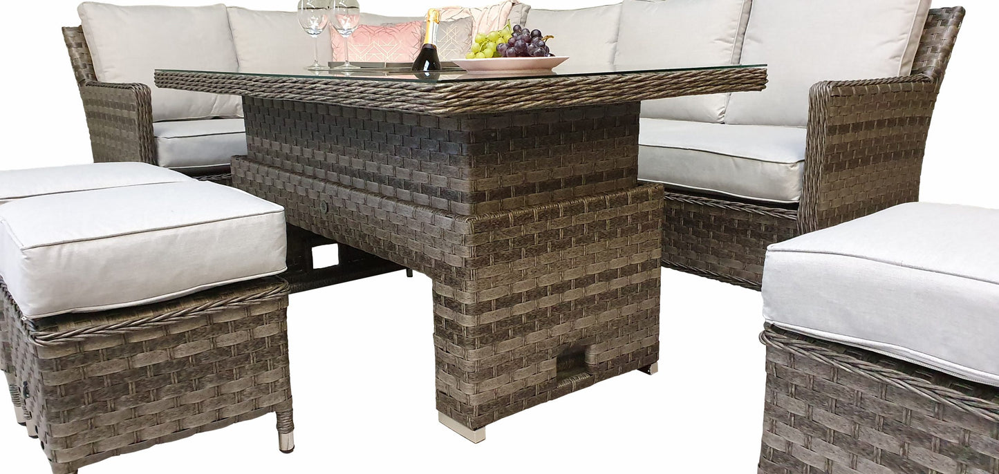 Rattan Corner Dining sofa with Lift Table and Ice Bucket | Edwina | Edwi0316
