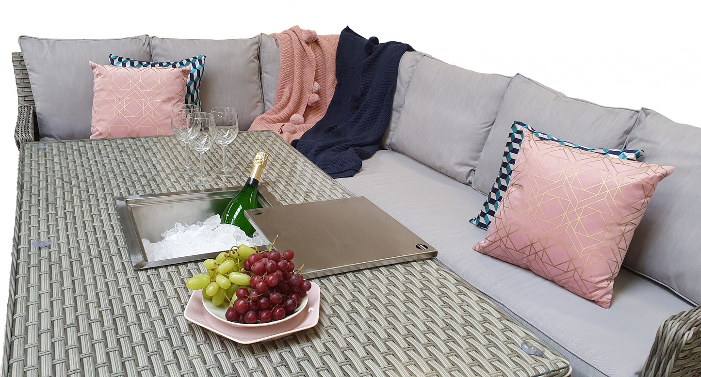 Rattan Corner Dining sofa with Lift Table and Ice Bucket | Edwina | Edwi0317