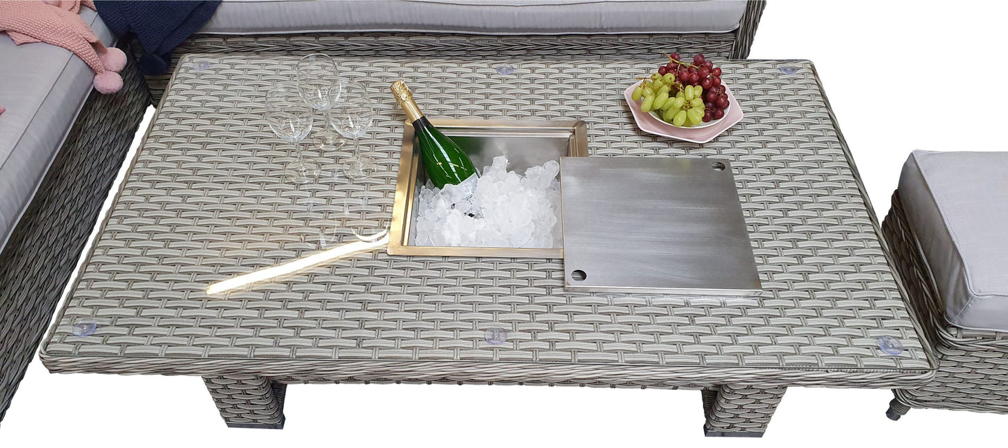 Rattan Corner Dining sofa with Lift Table and Ice Bucket | Edwina | Edwi0317