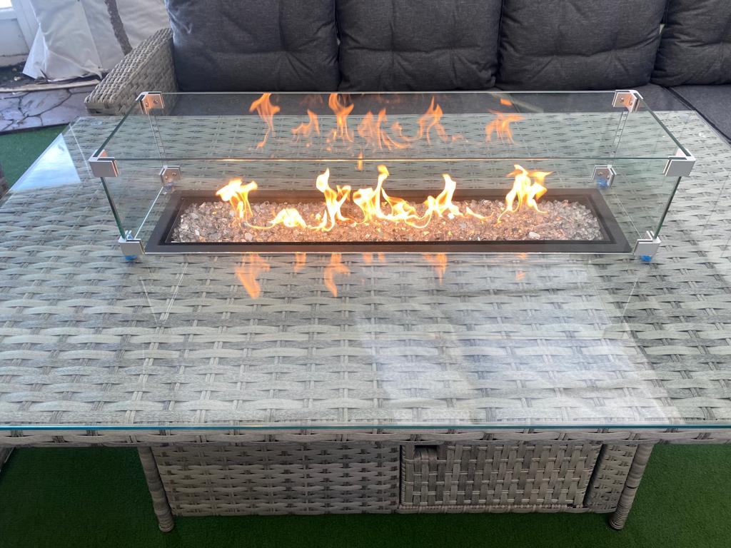 Rattan Ciara Dining Corner Sofa With Firepit Table | 063GFS