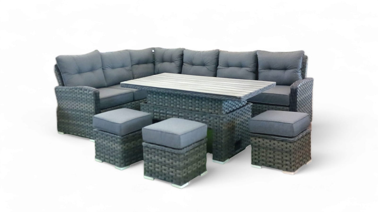 Rattan Windsor Corner Sofa with Lift Table + 3 Stools | SJ-18073LLT