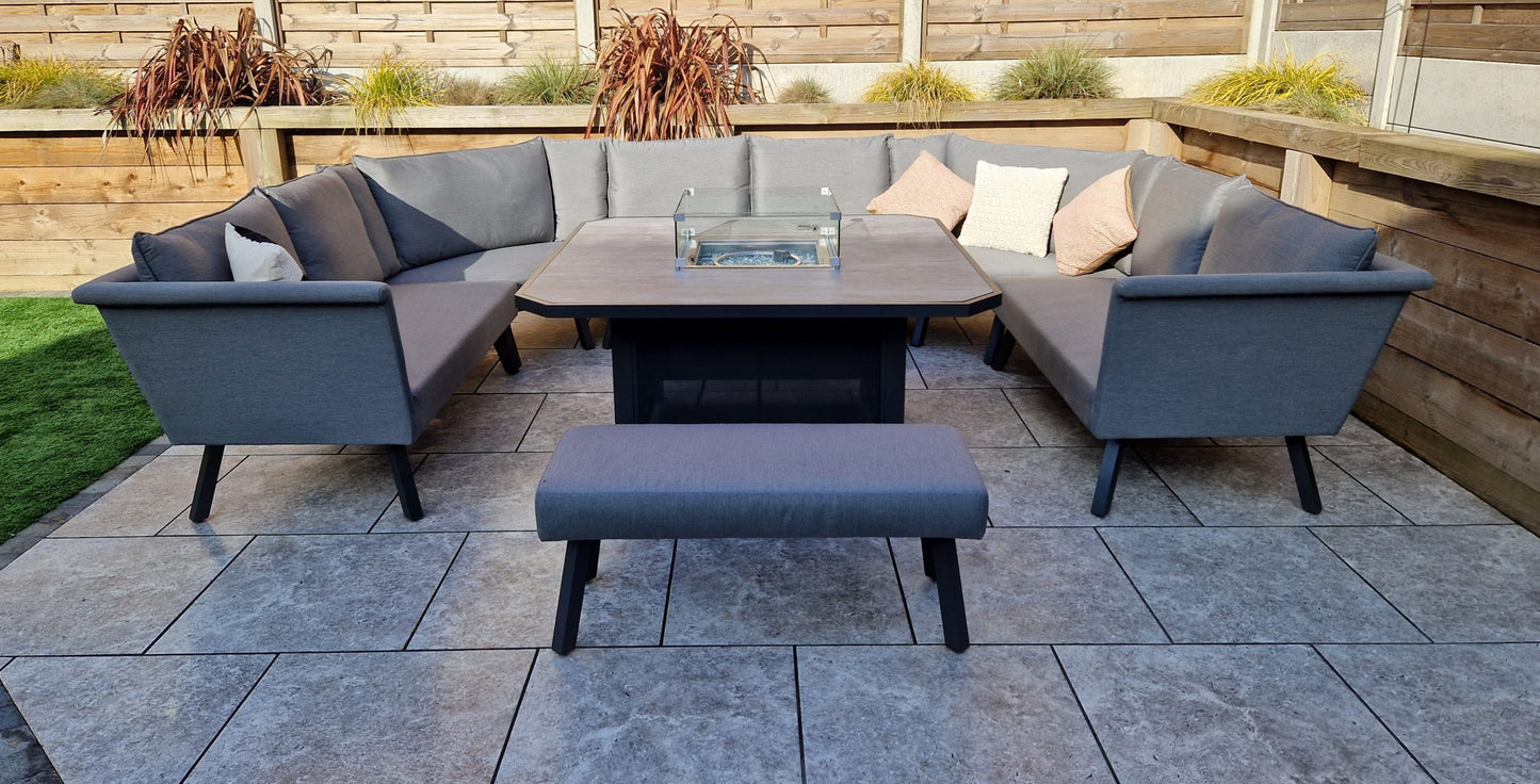 Luna U Shape Fabric Corner Sofa with Firepit Table | Luna0414
