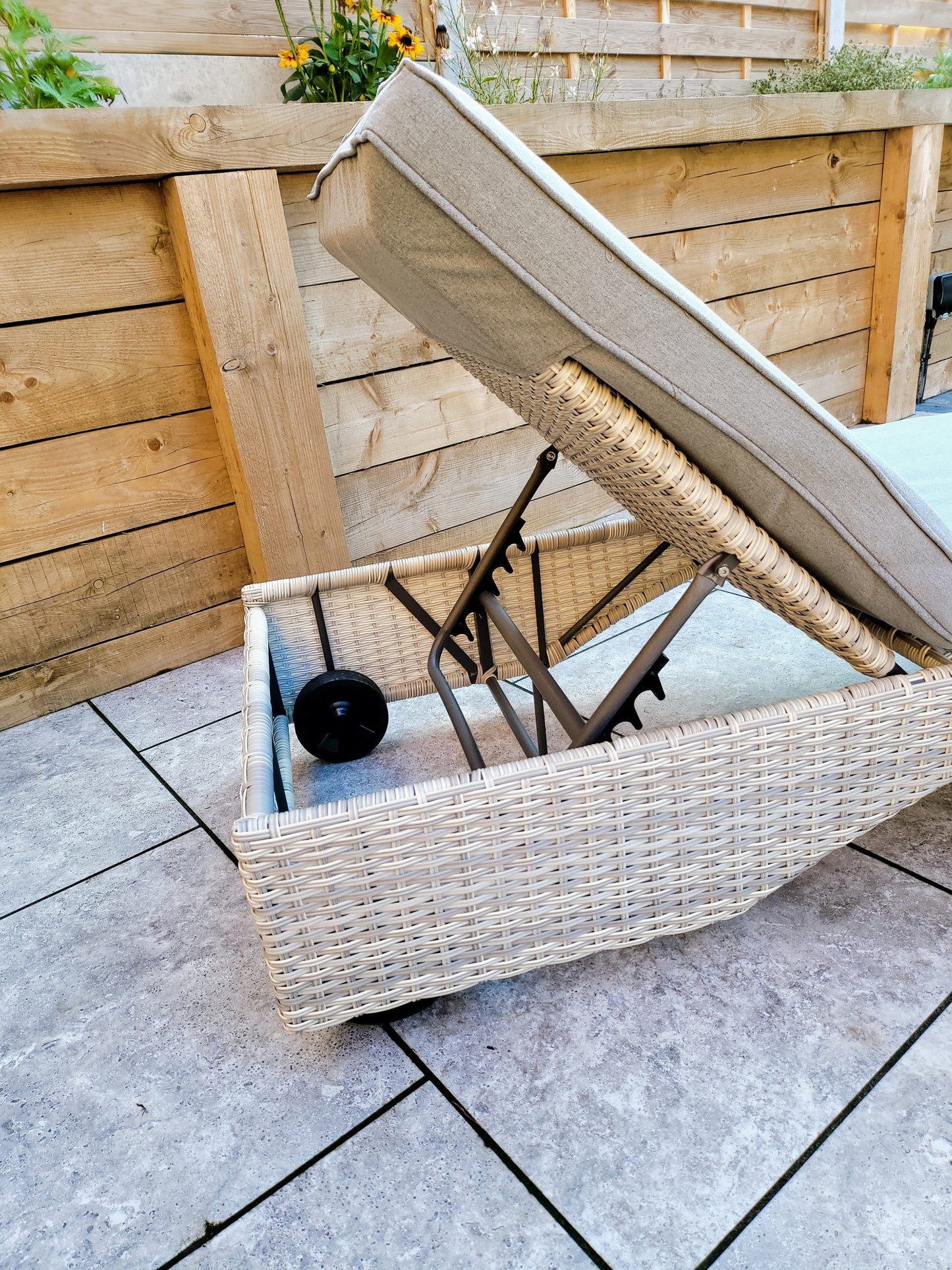 Rattan Meghan Sun Lounger Set with Drinks Table | Megh0402