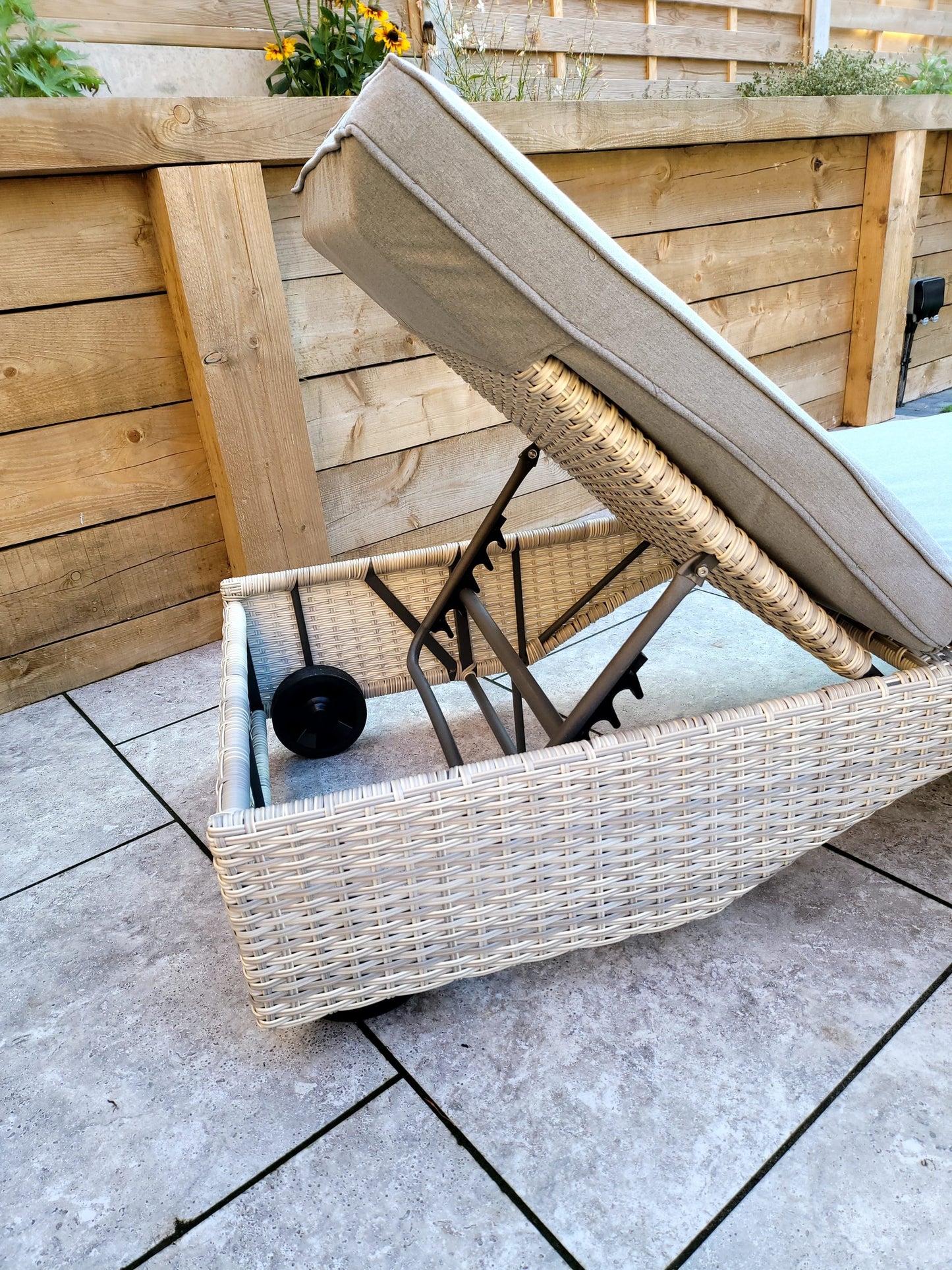 Rattan Meghan Sun Lounger Set with Drinks Table | Megh0402