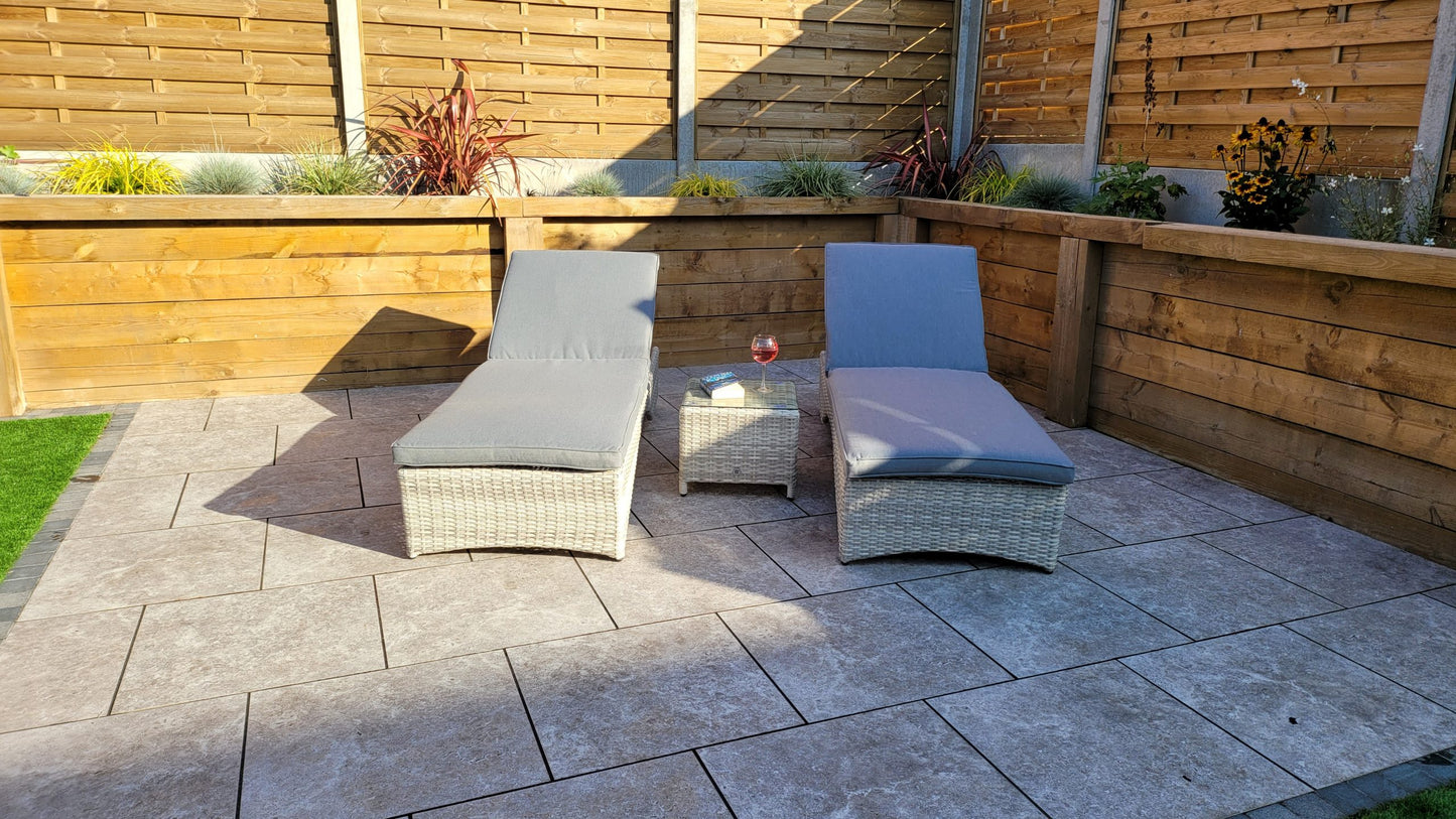 Rattan Meghan Sun Lounger Set with Drinks Table | Megh0402