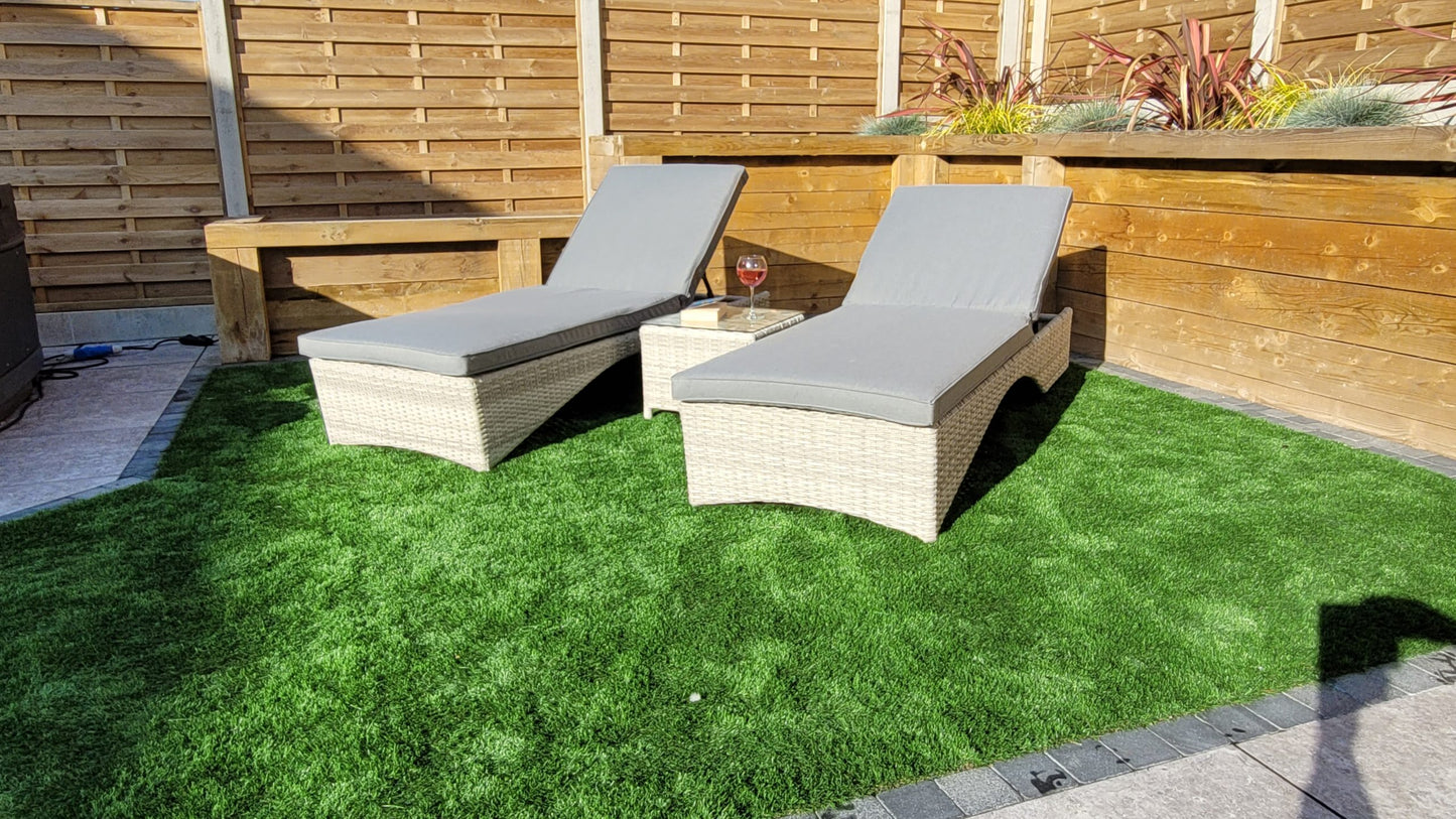 Rattan Meghan Sun Lounger Set with Drinks Table | Megh0402