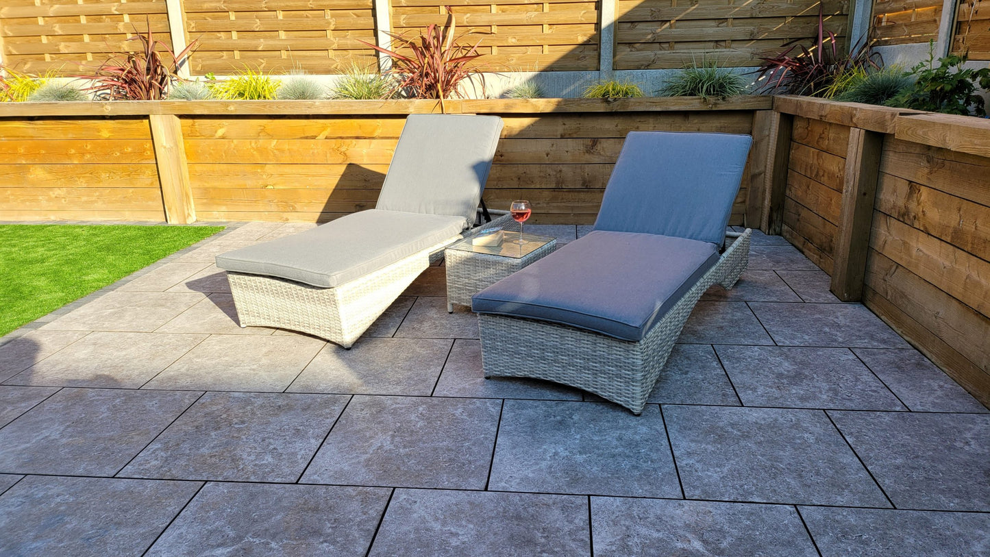 Rattan Meghan Sun Lounger Set with Drinks Table | Megh0402