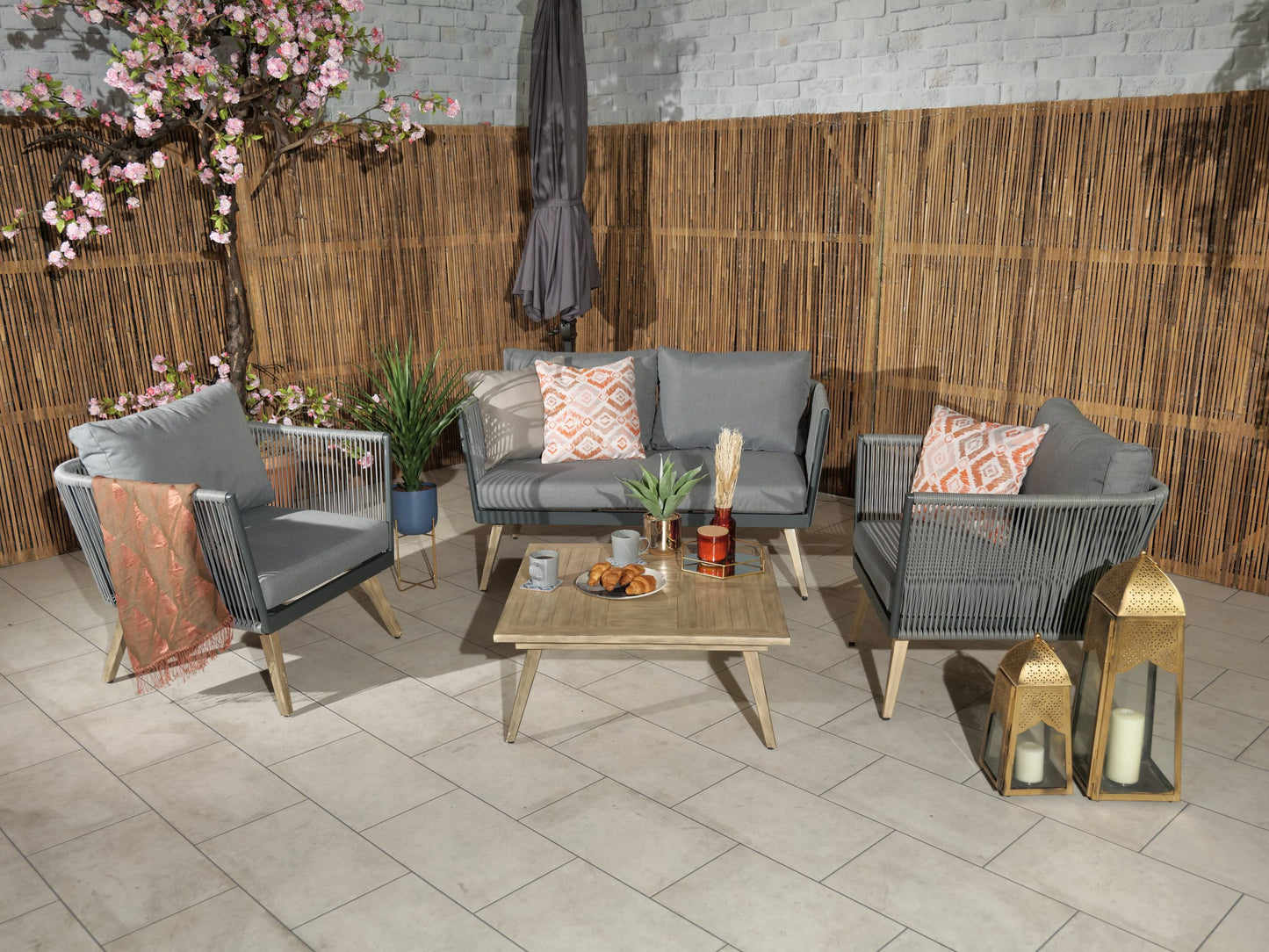 Rattan Milan Four Seater Sofa Lounging Set | AMIR | MIL2SOF-WS