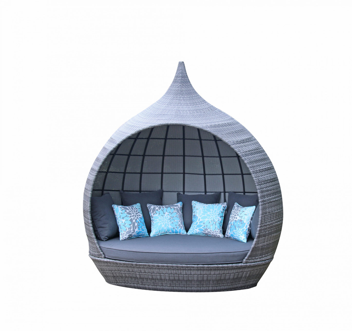 Rattan Pearl Daybed in Mixed Grey with Scatters | Pear0039