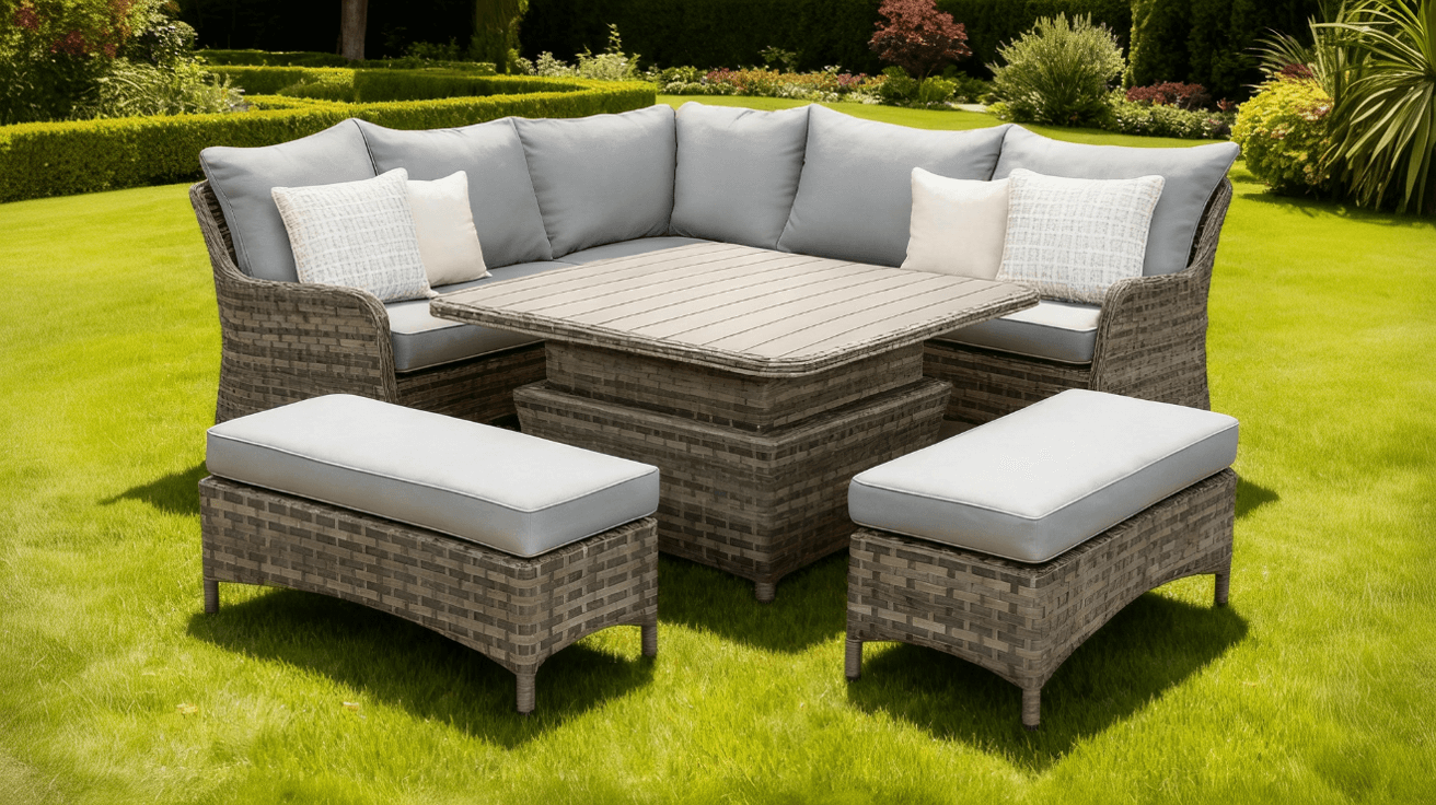 Rattan Ledbury Casual Corner Sofa Set with Lift Table
