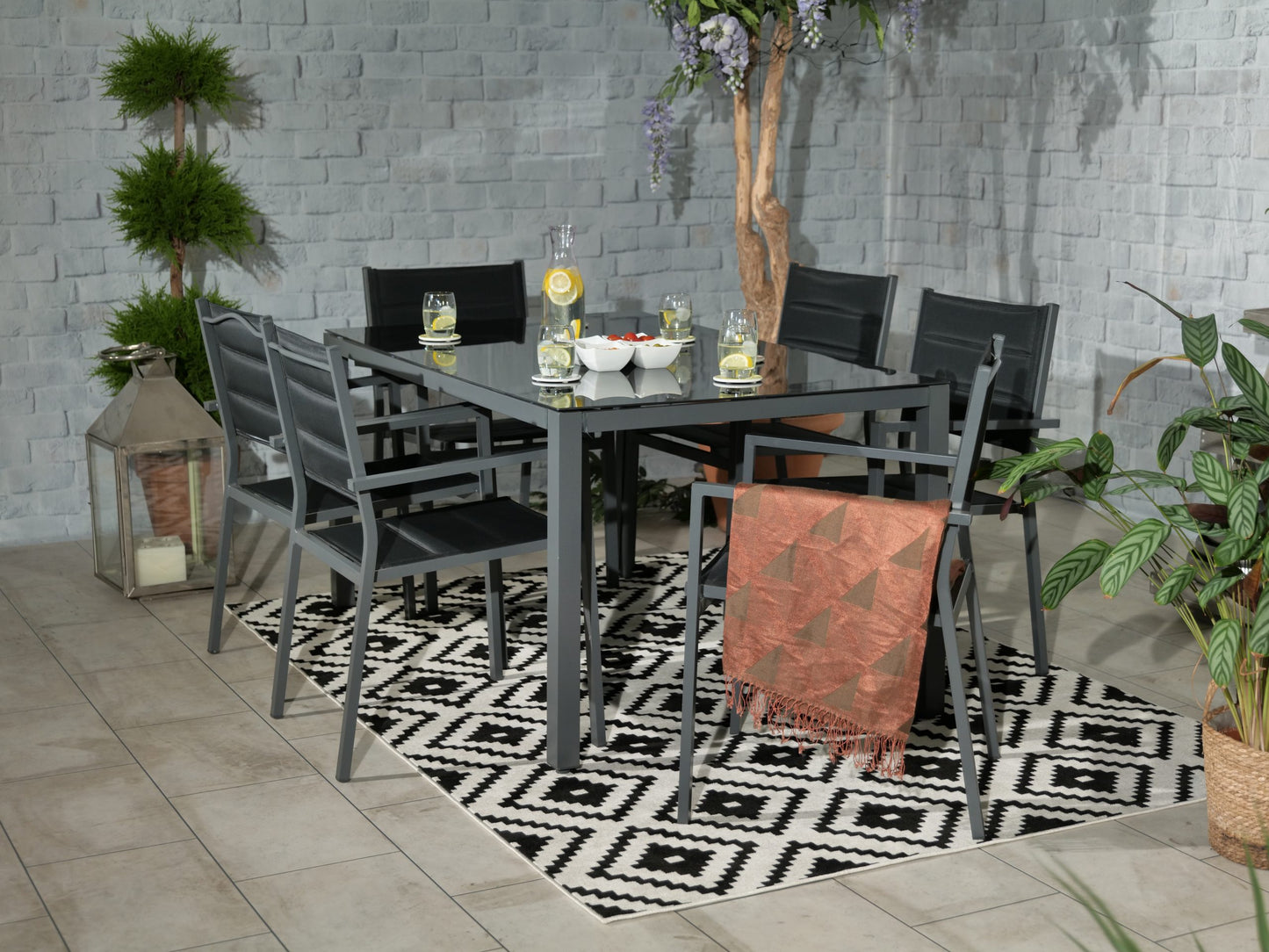 Sorrento 6 Seater Set Including Parasol | AMIR | SOR-02