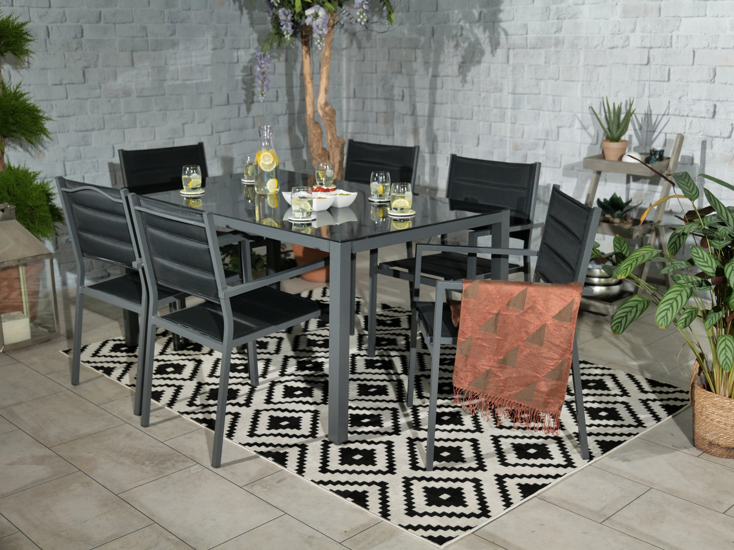 Sorrento 6 Seater Set Including Parasol | AMIR | SOR-02