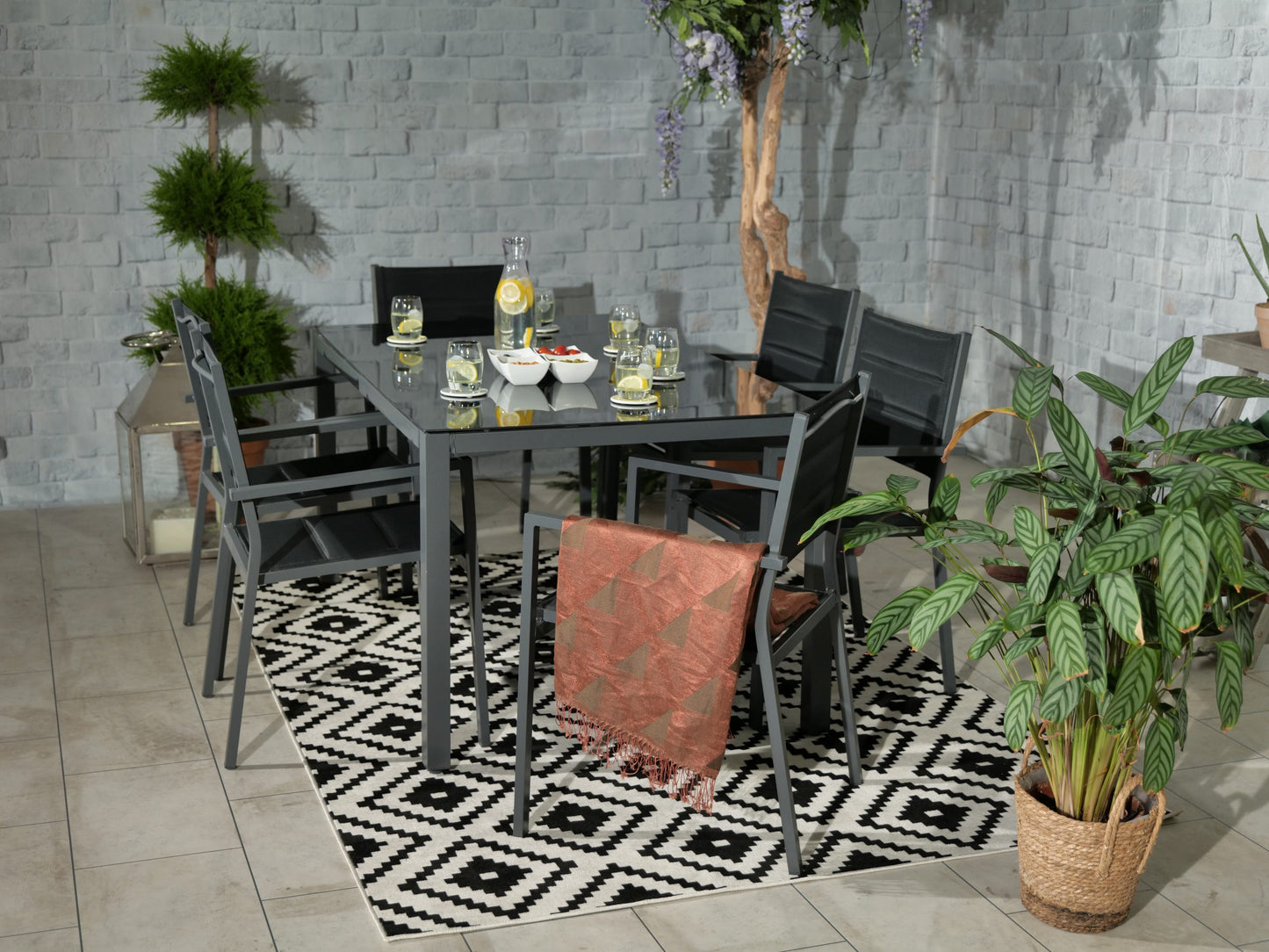 Sorrento 6 Seater Set Including Parasol | AMIR | SOR-02