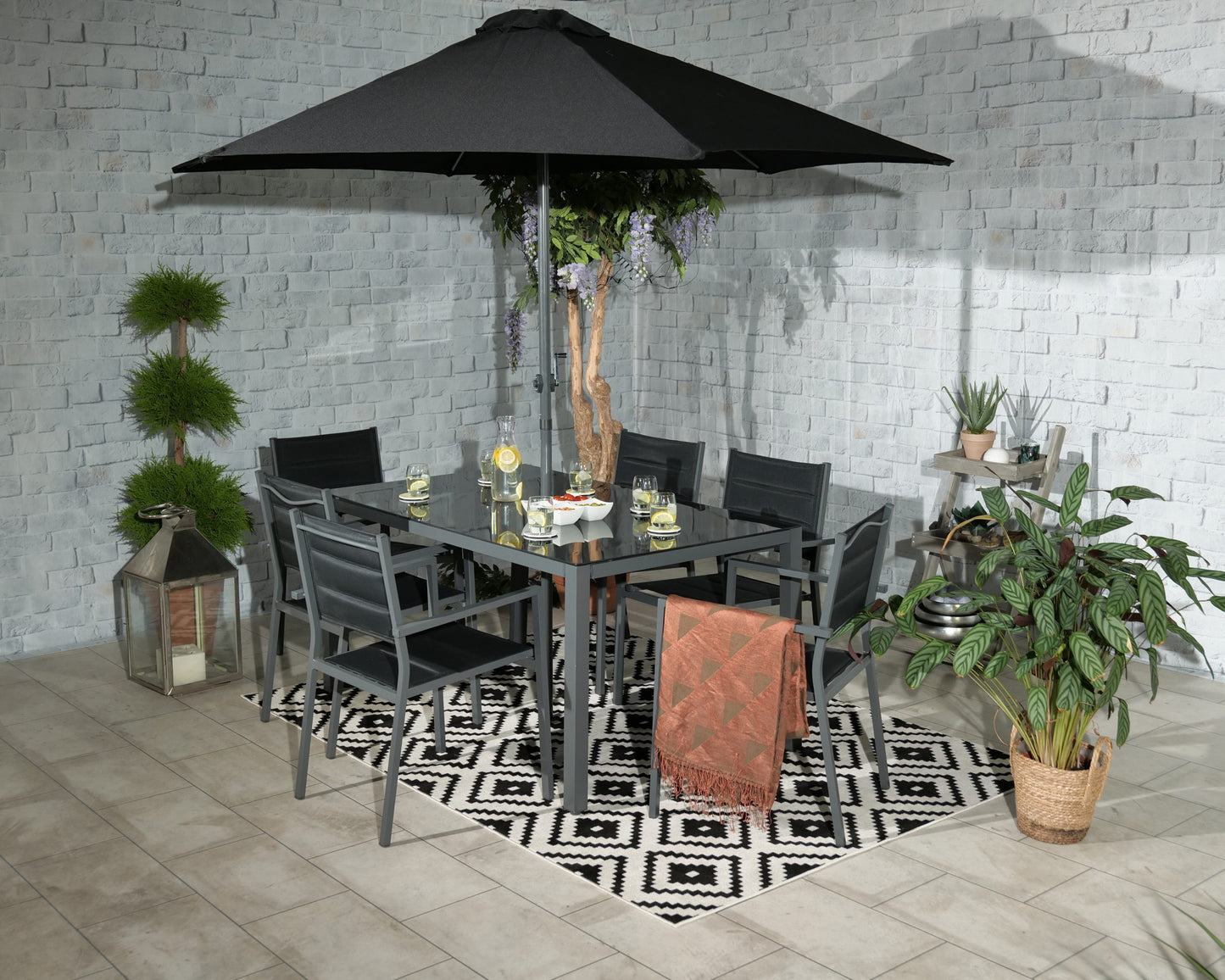 Sorrento 6 Seater Set Including Parasol | AMIR | SOR-02