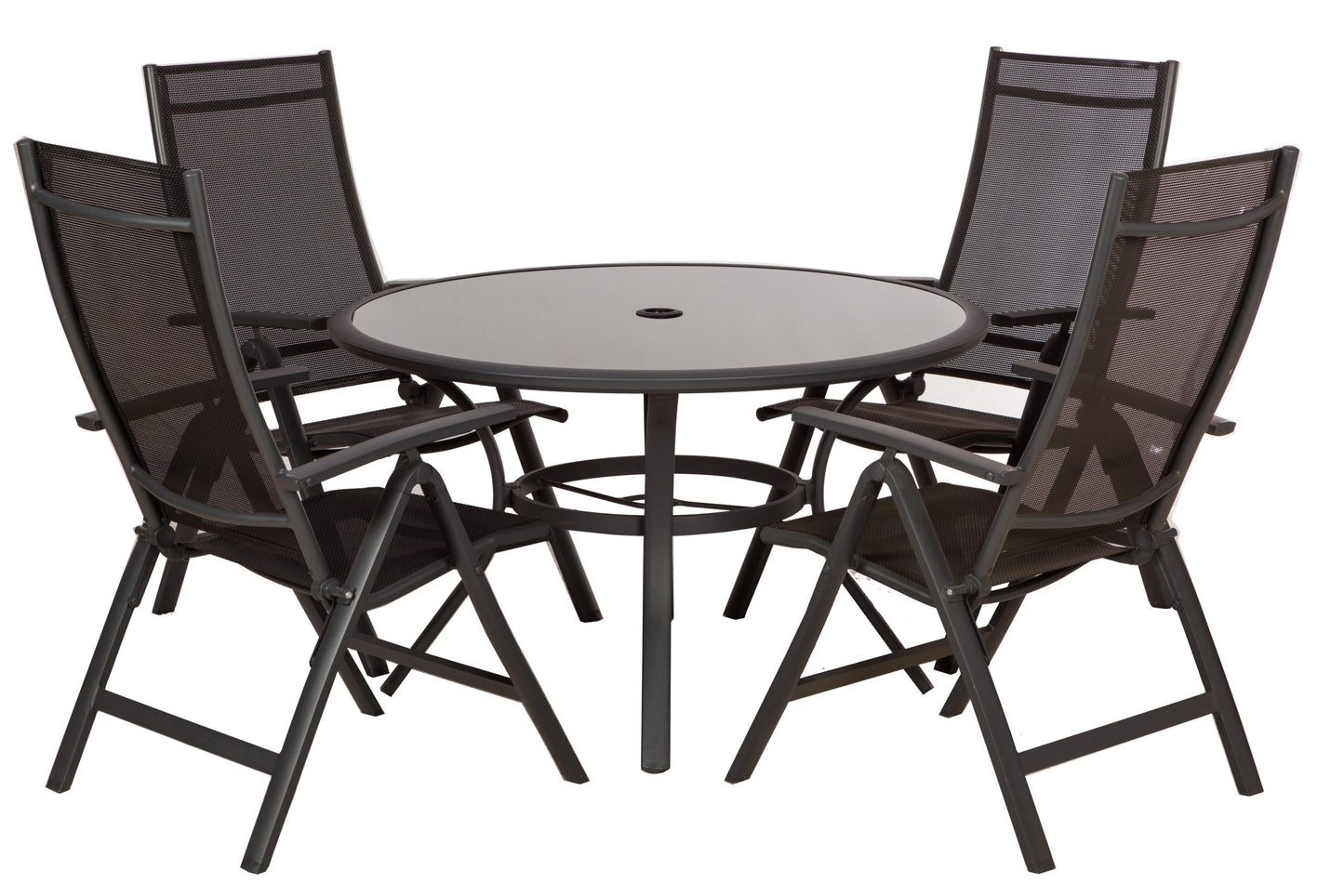 Sorrento 4 Seat Black Round Deluxe Recliner Set | AMIR | SOR120RECBLK