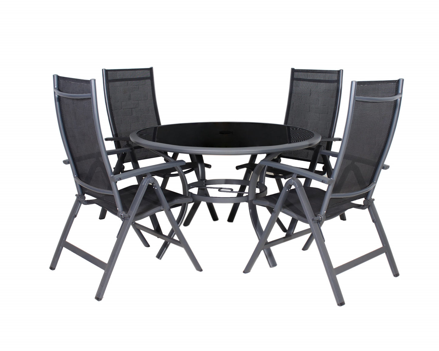 Sorrento 4 Seat Black Round Deluxe Recliner Set | AMIR | SOR120RECBLK