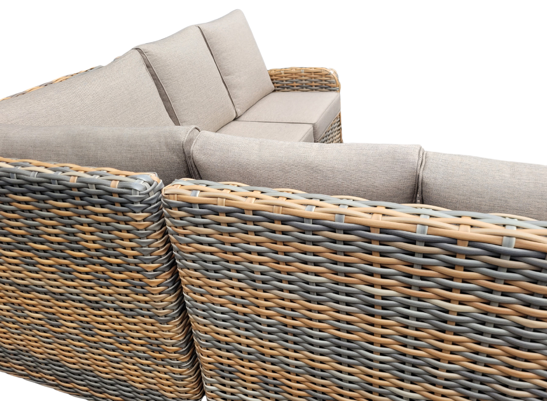 Homeflair Anna Rattan Mixed Weave Corner Sofa Dining Set with Lift Table