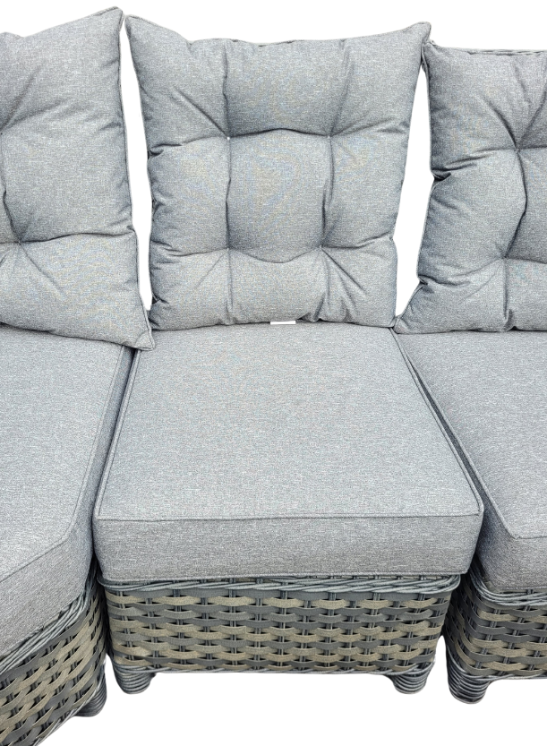 Homeflair Molly Large Grey Rattan Corner with lift Table + Stools
