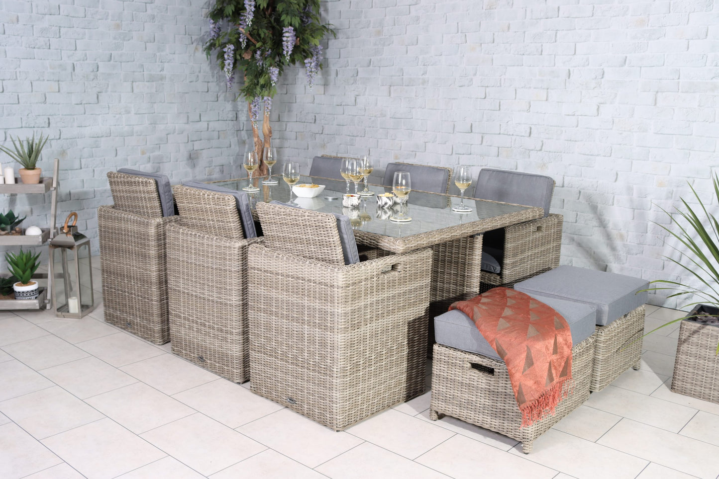 Rattan Wentworth 10 Seater Cube Set | AMIR | WEN10CUB-WS