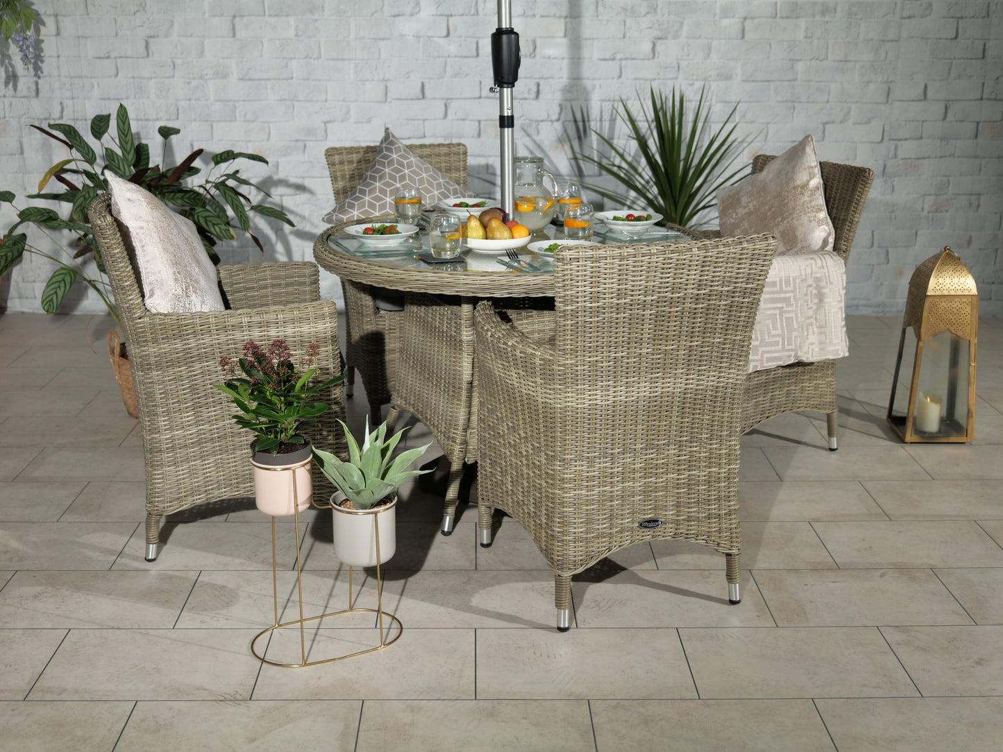 Rattan Wentworth 4 Seater Dining Set AMIR | WEN110CAR-WS