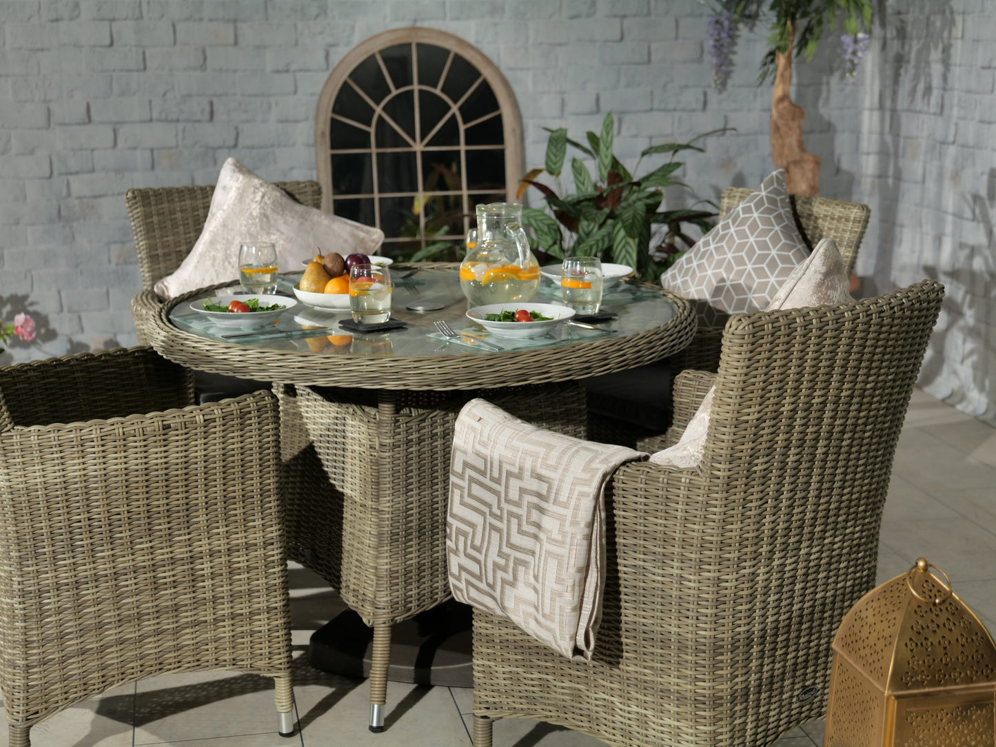 Rattan Wentworth 4 Seater Dining Set AMIR | WEN110CAR-WS