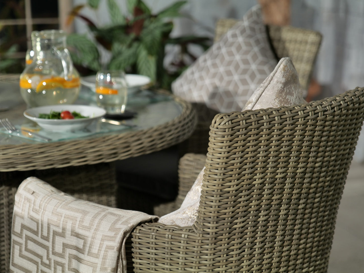 Rattan Wentworth 4 Seater Dining Set AMIR | WEN110CAR-WS