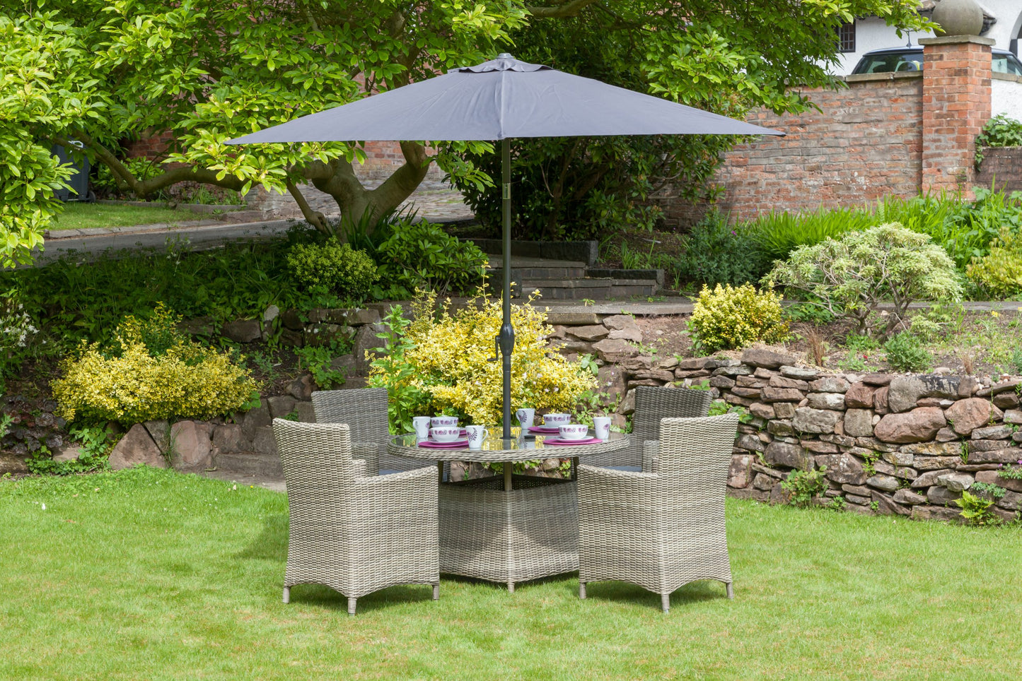 Rattan Wentworth 4 Seater Dining Set AMIR | WEN110CAR-WS
