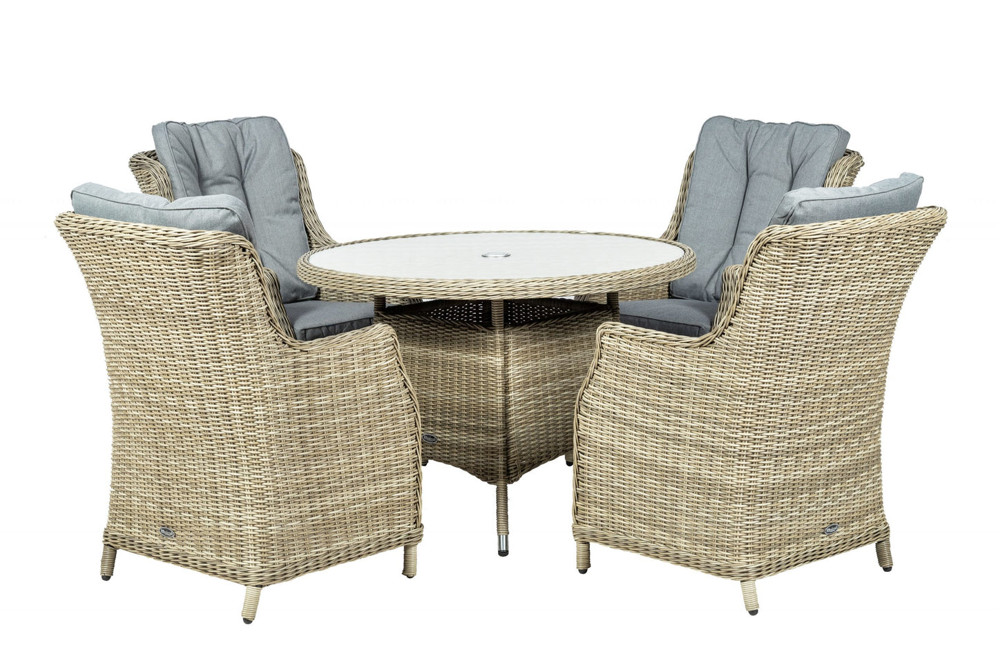 Rattan Wentworth 4 Seater Round Imperial Dining Set | AMIR | WEN110COM-WS