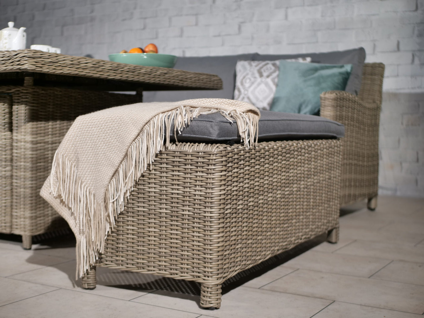 Rattan Wentworth Fire Pit 7pc Deluxe Modular Corner Dining / Lounging Set | AMIR | WEN120FP