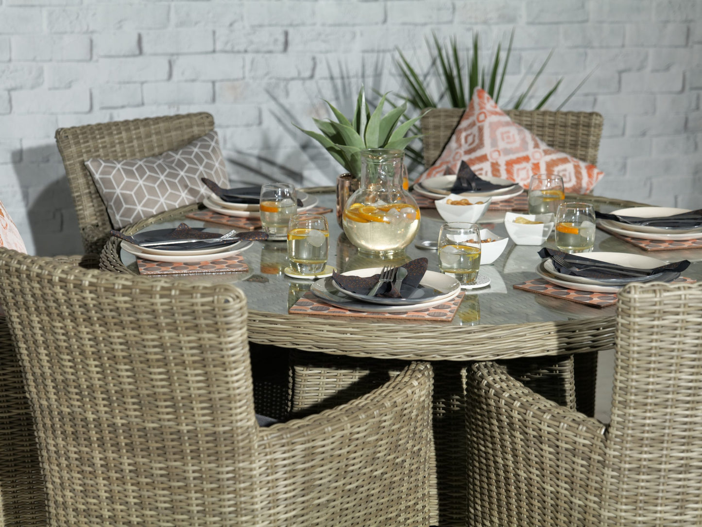 Rattan Wentworth 6 Seater Dining Set | AMIR | WEN140CAR-WS