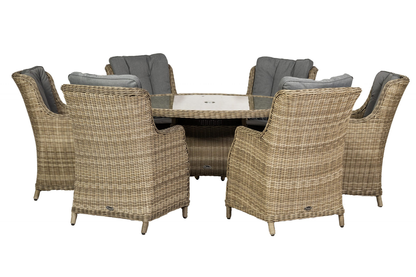 Rattan Wentworth 6 Seater Round Imperial Dining Set | AMIR | WEN140COM-WS