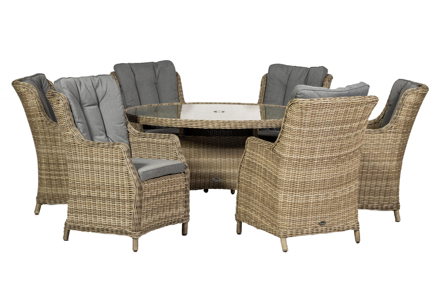 Rattan Wentworth 6 Seater Round Imperial Dining Set | AMIR | WEN140COM-WS