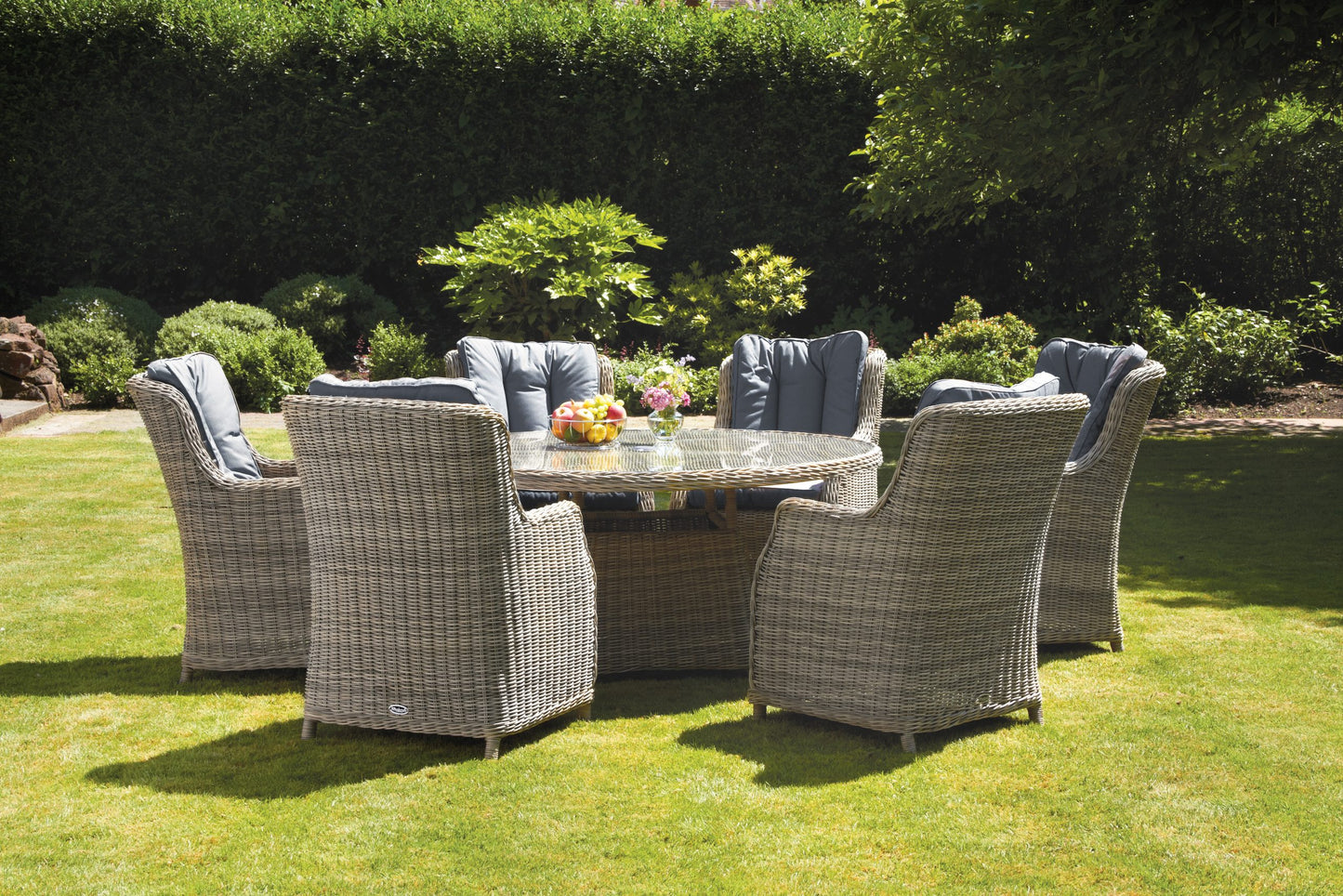 Rattan Wentworth 6 Seater Round Imperial Dining Set | AMIR | WEN140COM-WS