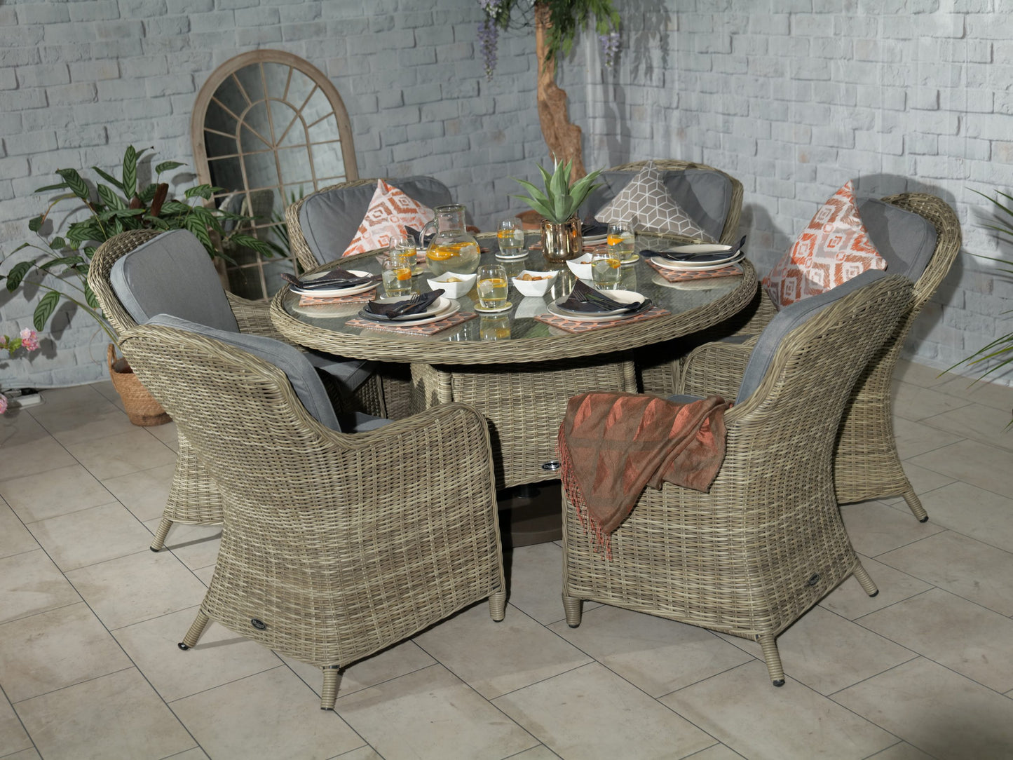 Rattan Wentworth Imperial 6 Seater Dining Set | AMIR | WEN140IMP-WS