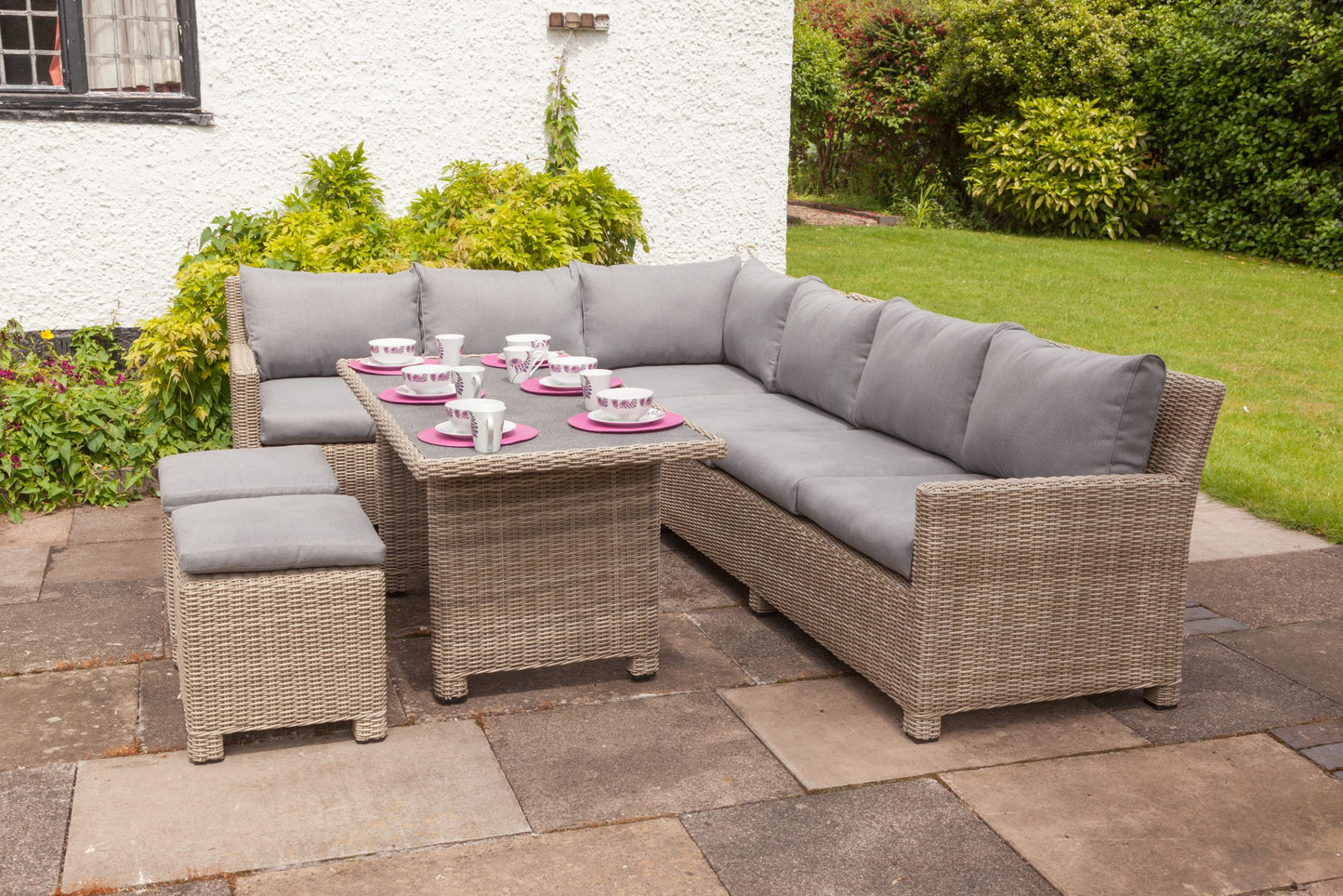 Rattan Wentworth Adjustable Corner Dining Set | AMIR | WENADJMOD-WS