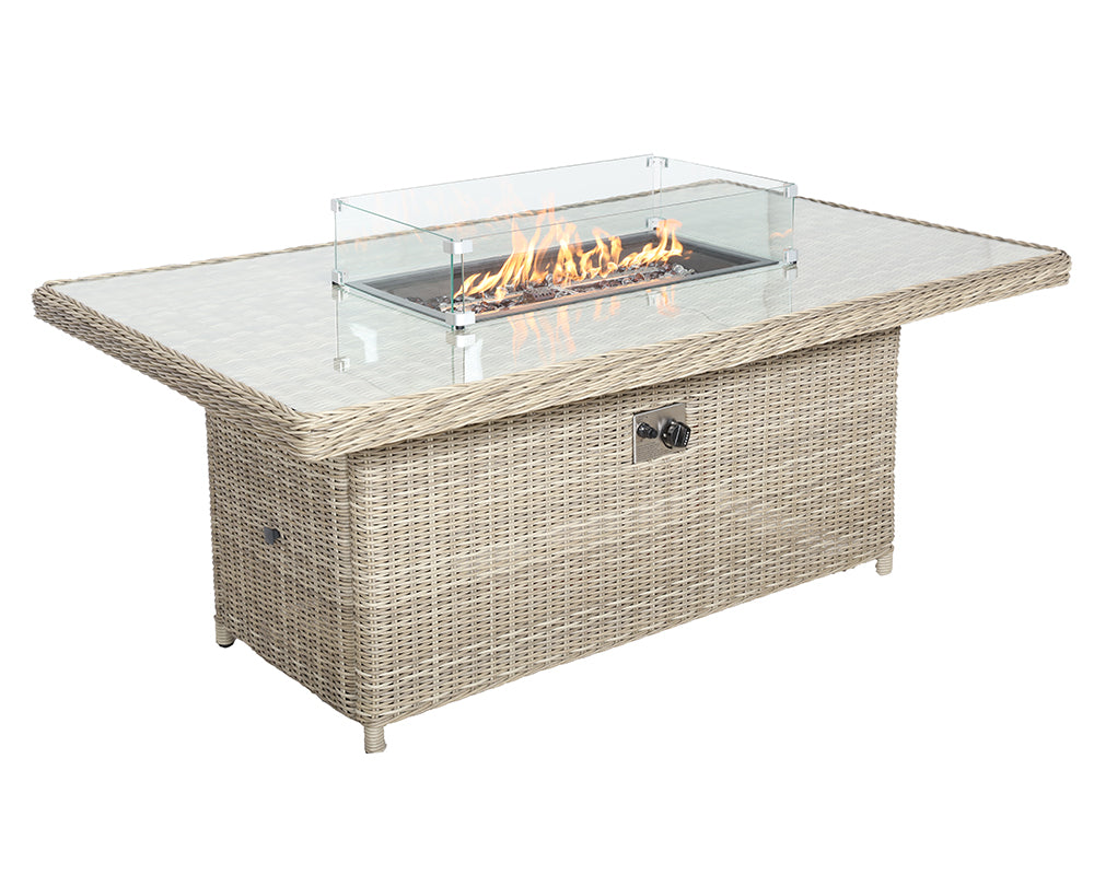 Rattan Wentworth Fire Pit 7pc Deluxe Modular Corner Dining / Lounging Set | AMIR | WEN170XFP