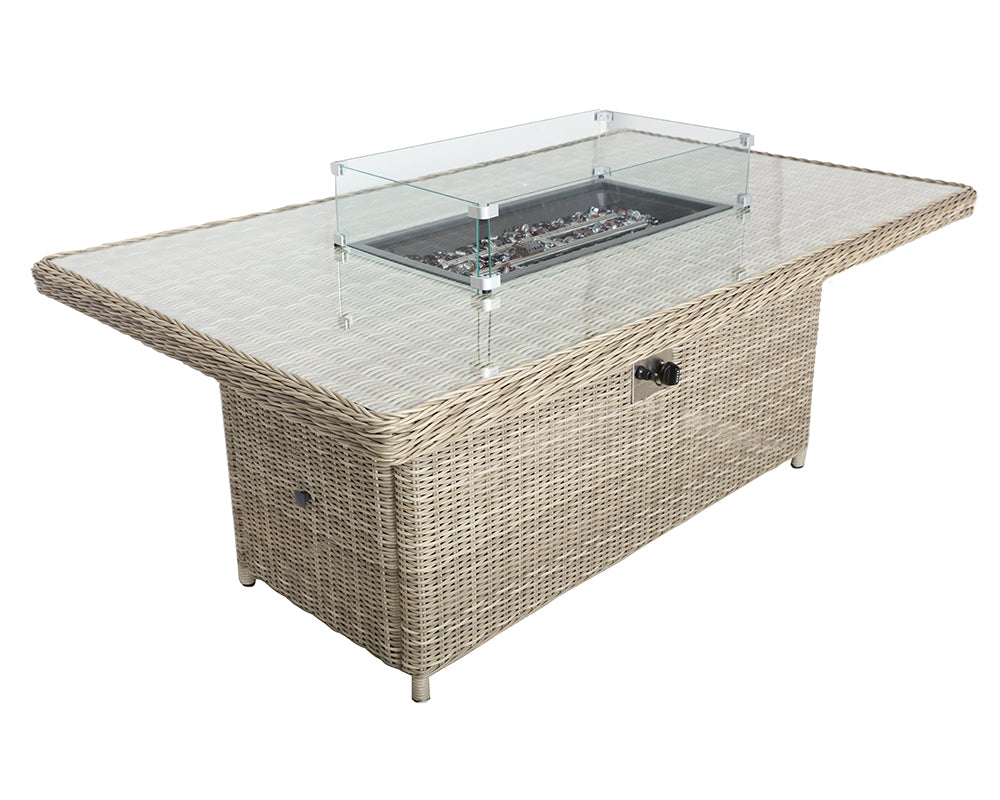 Rattan Wentworth Fire Pit 7pc Deluxe Modular Corner Dining / Lounging Set | AMIR | WEN170XFP