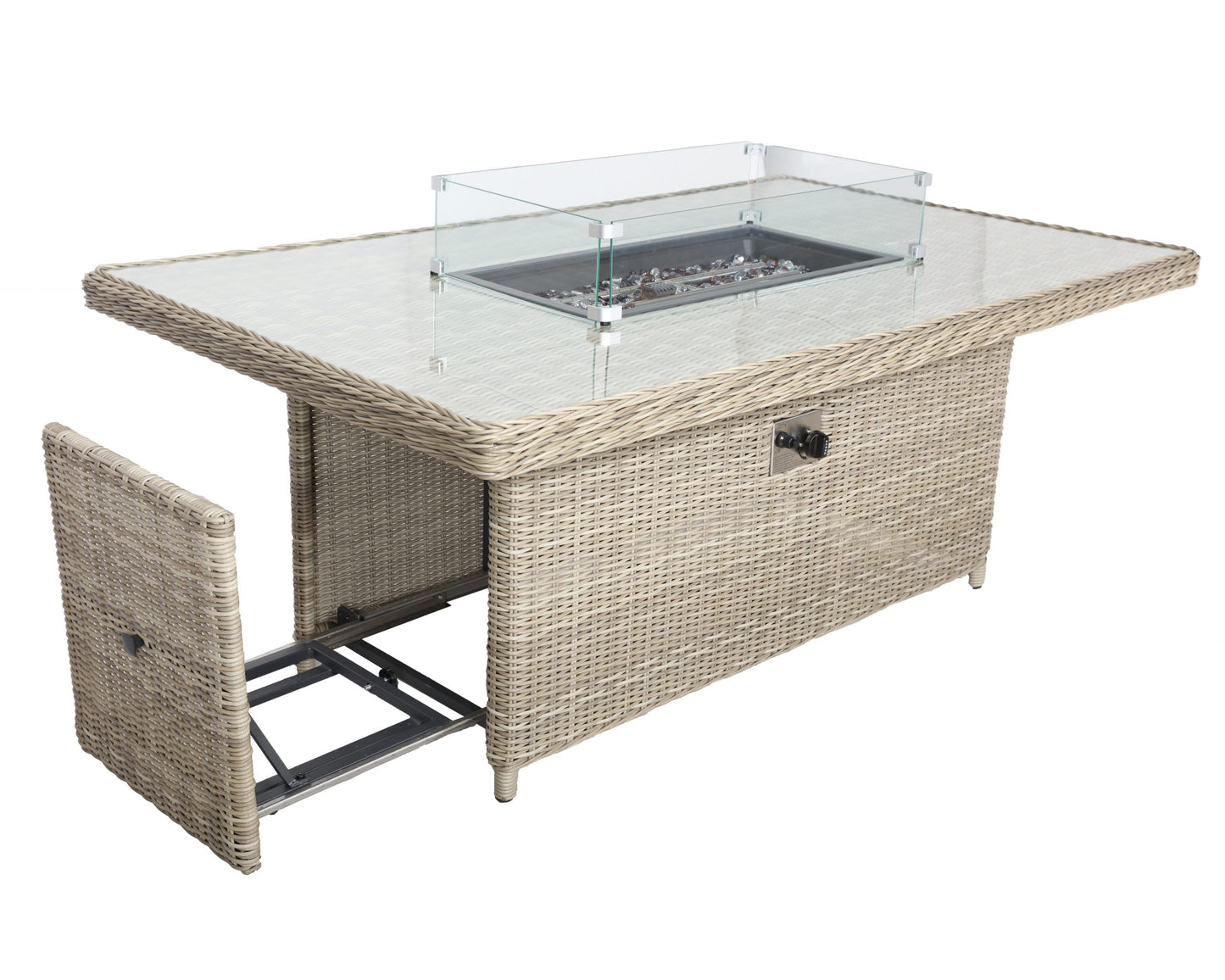 Rattan Wentworth Fire Pit 7pc Deluxe Modular Corner Dining / Lounging Set | AMIR | WEN170XFP