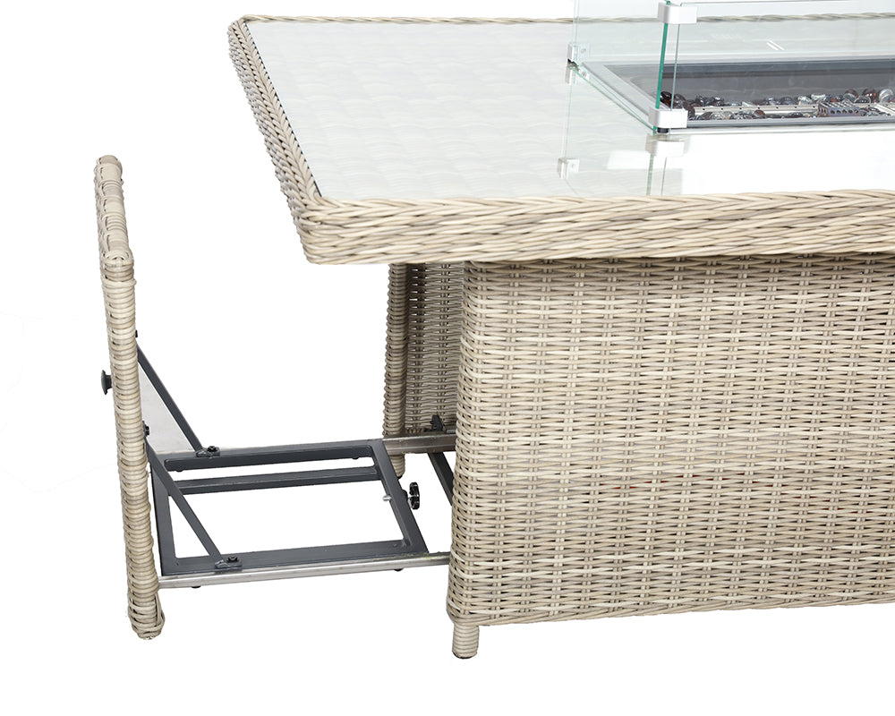 Rattan Wentworth Fire Pit 7pc Deluxe Modular Corner Dining / Lounging Set | AMIR | WEN170XFP