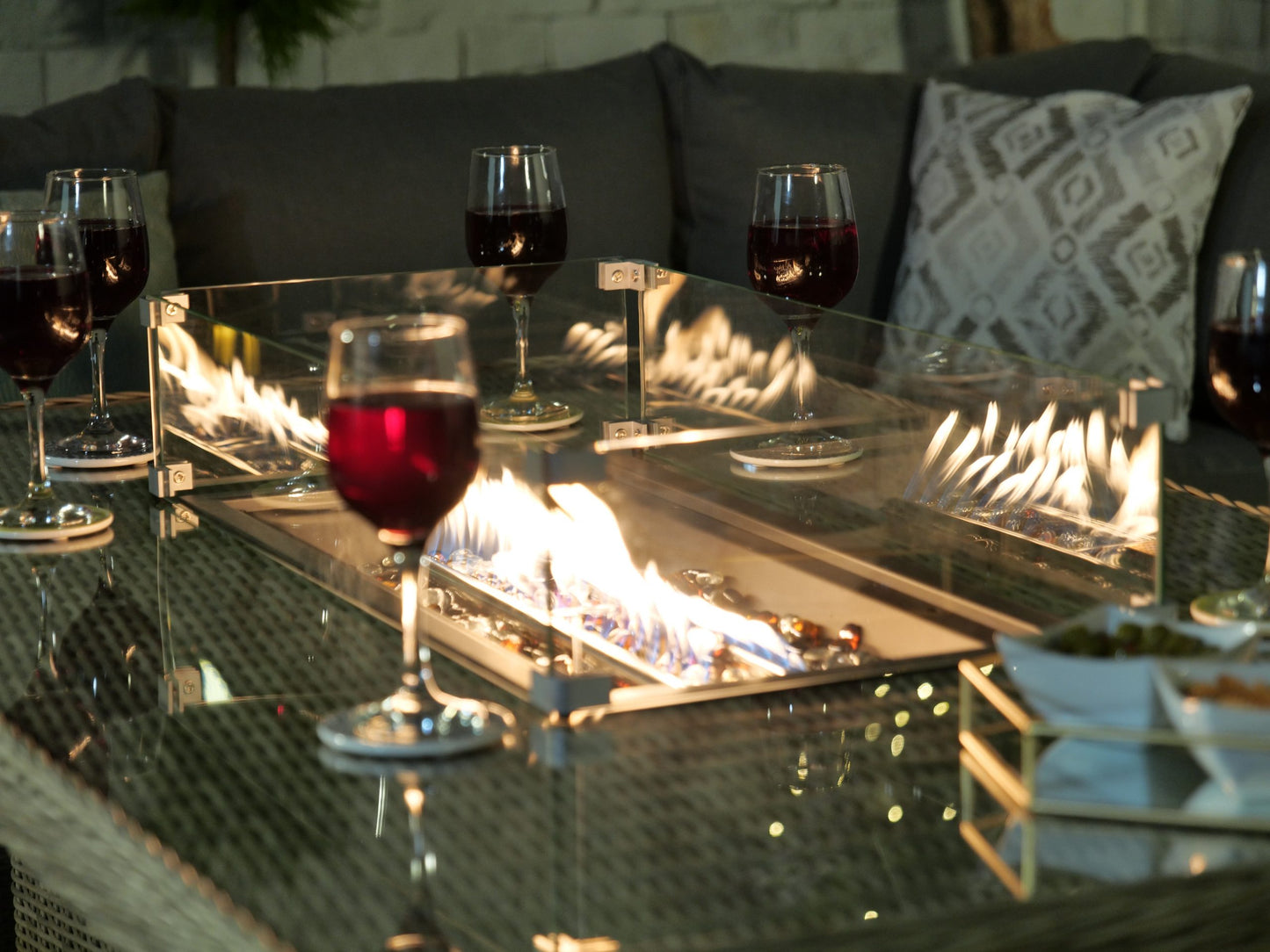 Rattan Wentworth Fire Pit 7pc Deluxe Modular Corner Dining / Lounging Set | AMIR | WEN170XFP