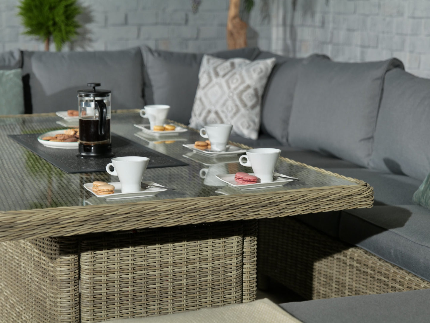 Rattan Wentworth Fire Pit 7pc Deluxe Modular Corner Dining / Lounging Set | AMIR | WEN170XFP