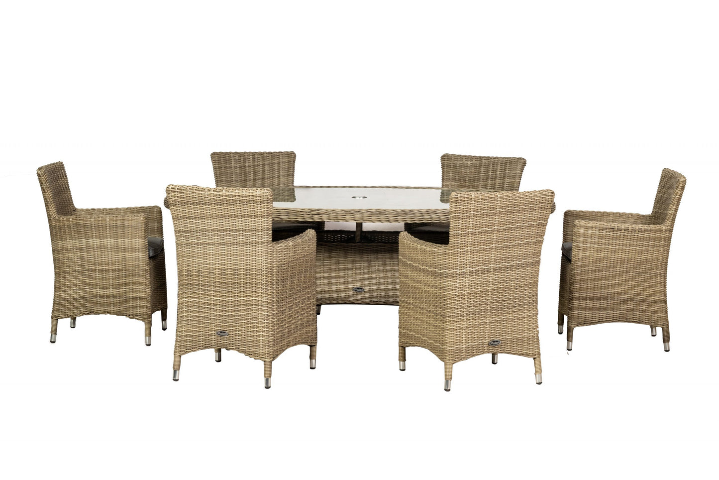 Rattan Wentworth 6 Seater Ellipse Highback Comfort Dining Set | AMIR | WEN200xCAR-WS