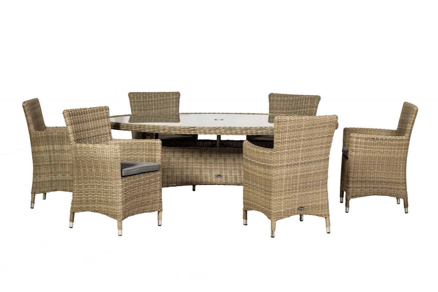 Rattan Wentworth 6 Seater Ellipse Highback Comfort Dining Set | AMIR | WEN200xCAR-WS