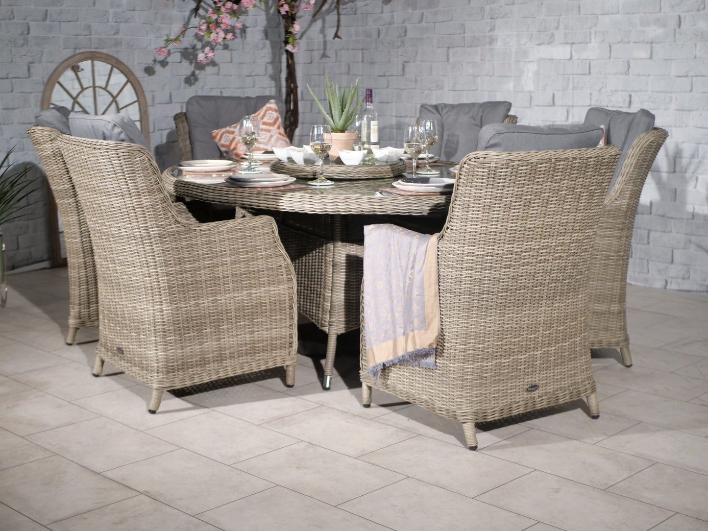 Rattan Wentworth 6 Seater Ellipse Imperial Dining Set | AMIR | WEN200xCOM-WS
