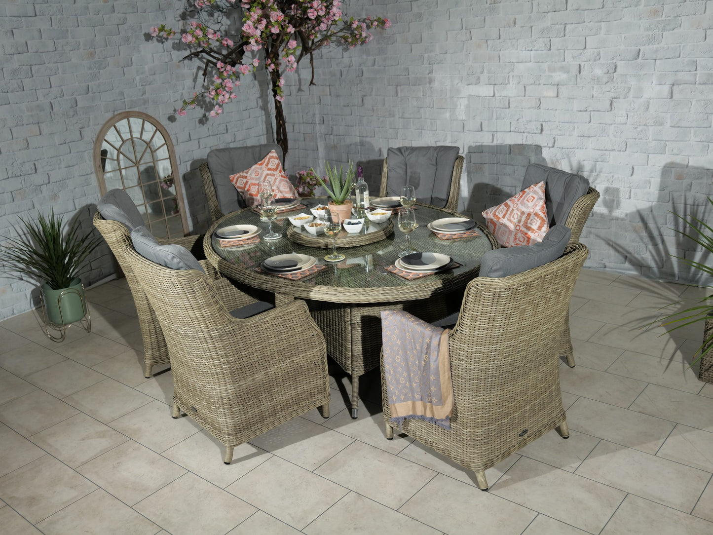 Rattan Wentworth 6 Seater Ellipse Imperial Dining Set | AMIR | WEN200xCOM-WS