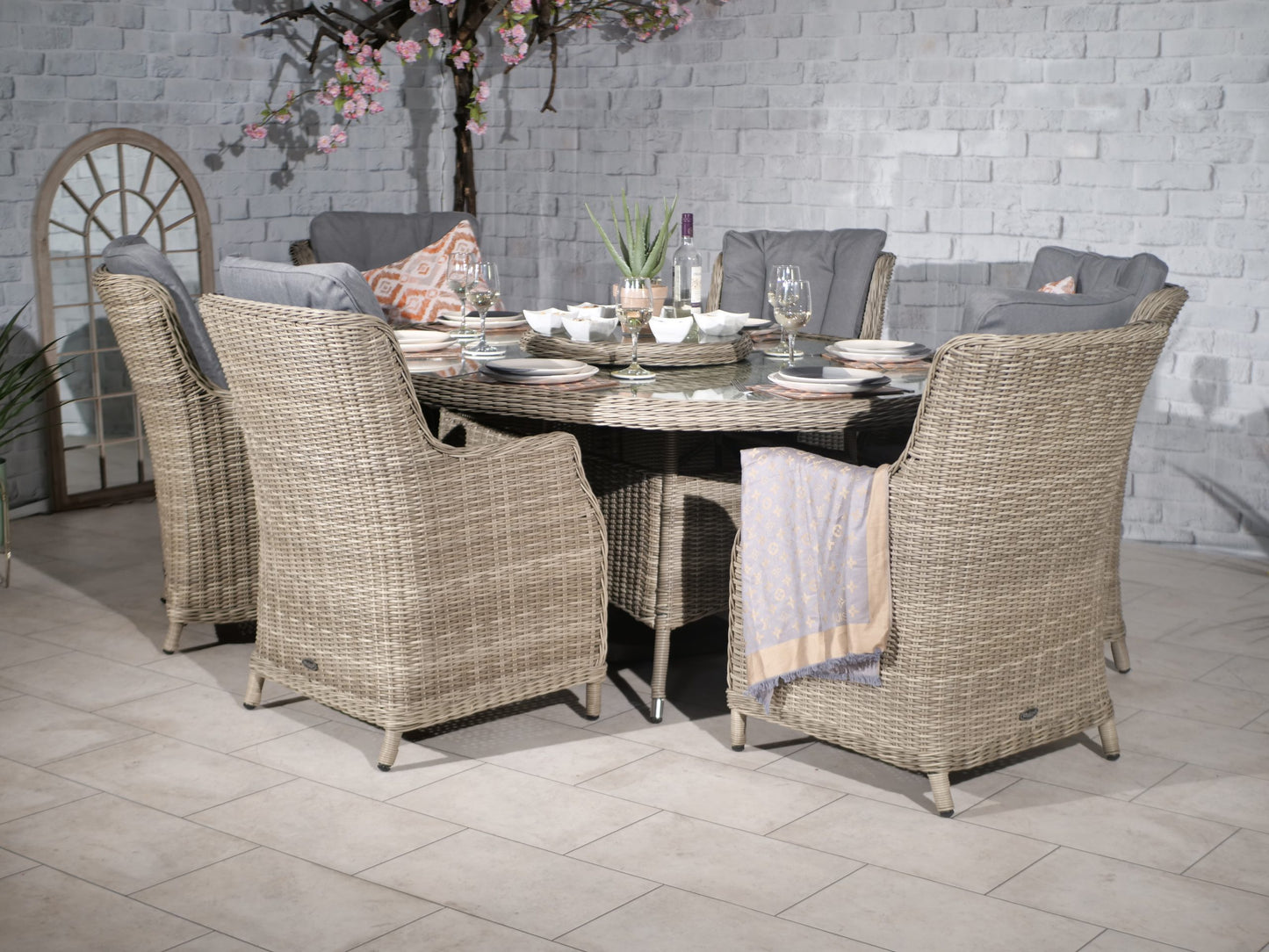 Rattan Wentworth 6 Seater Ellipse Imperial Dining Set | AMIR | WEN200xCOM-WS