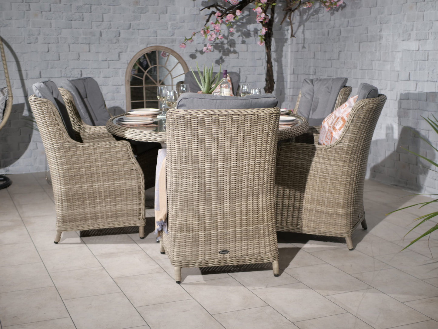 Rattan Wentworth 6 Seater Ellipse Imperial Dining Set | AMIR | WEN200xCOM-WS