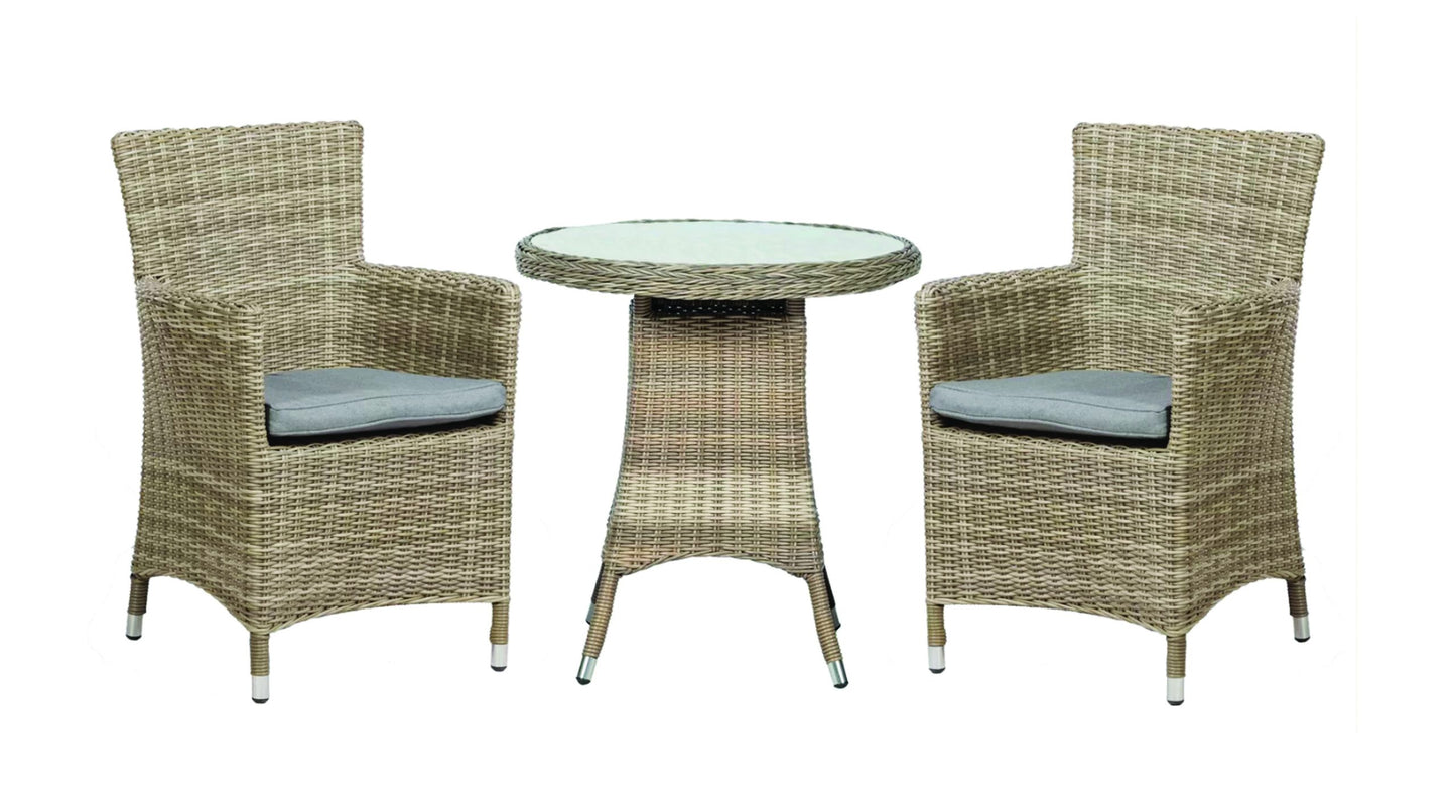 Rattan Wentworth Bistro Set 2 Seater Carver | AMIR | WEN70CAR-WS